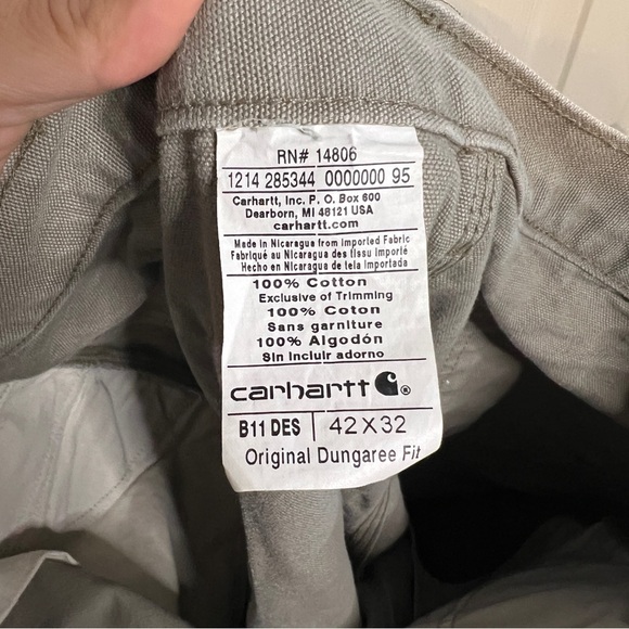 Carhartt Pants Adult 42x32 Carpenter Original Dungaree Fit Cotton B11 DES Mens - Picture 3 of 6